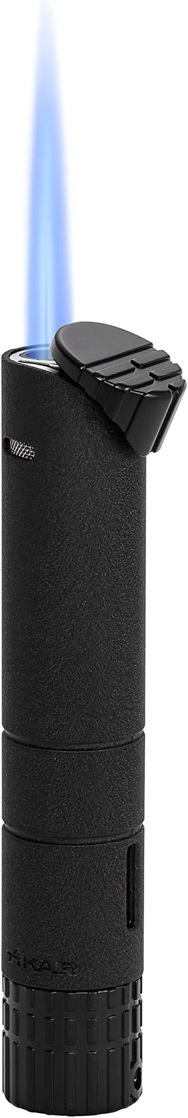 Turrim Lighter, Cigar Ignition, Single Wrinkle Piezo Xikar Flame, Black Jet