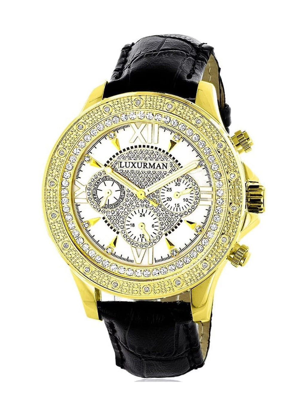 with Men's Diamond Straps Extra Black Two Watch Leather