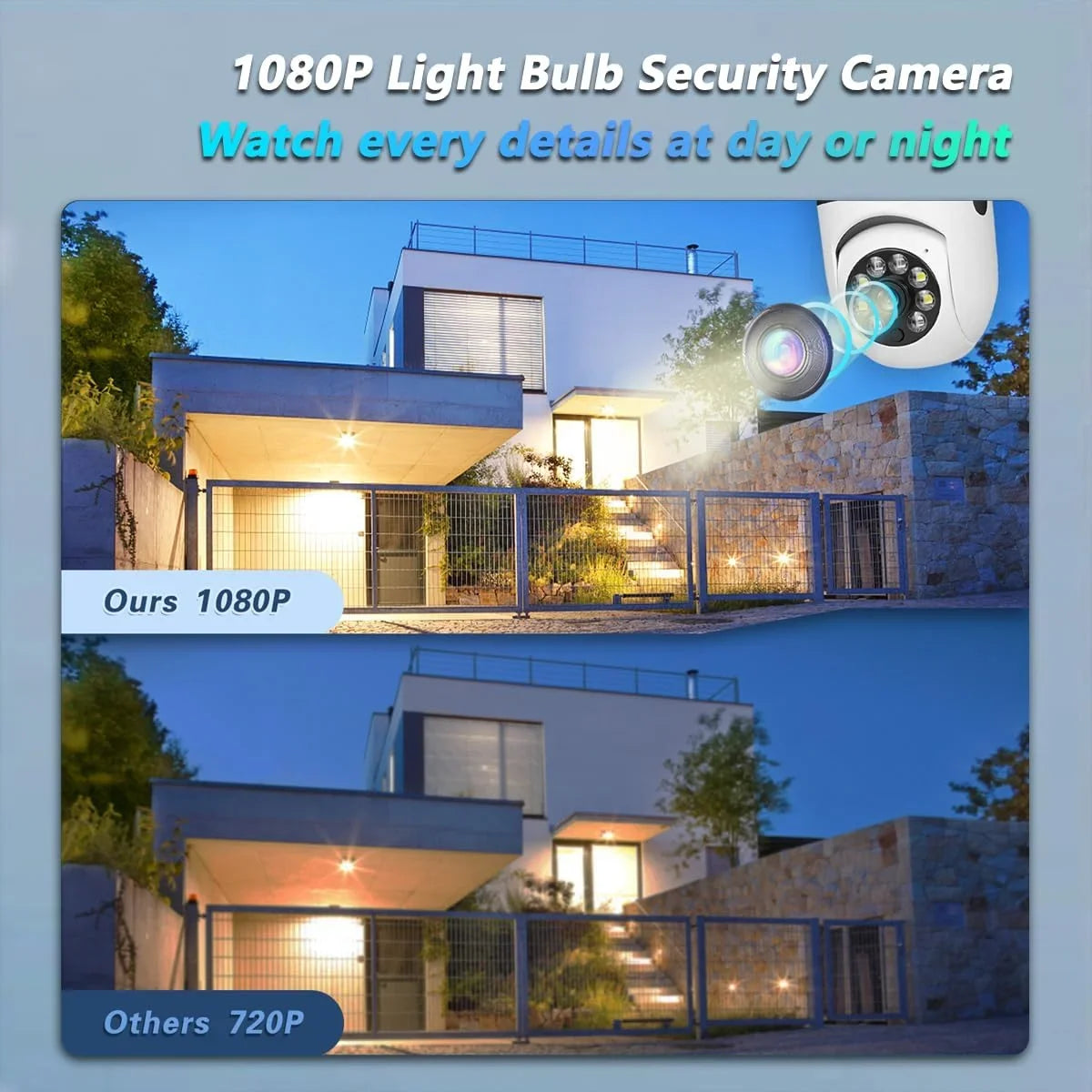 Bulb Motion Pet Light PTZ for Camera, Light ° Camera Security Light Socket Bulb with 360 Camera,1080P Camera