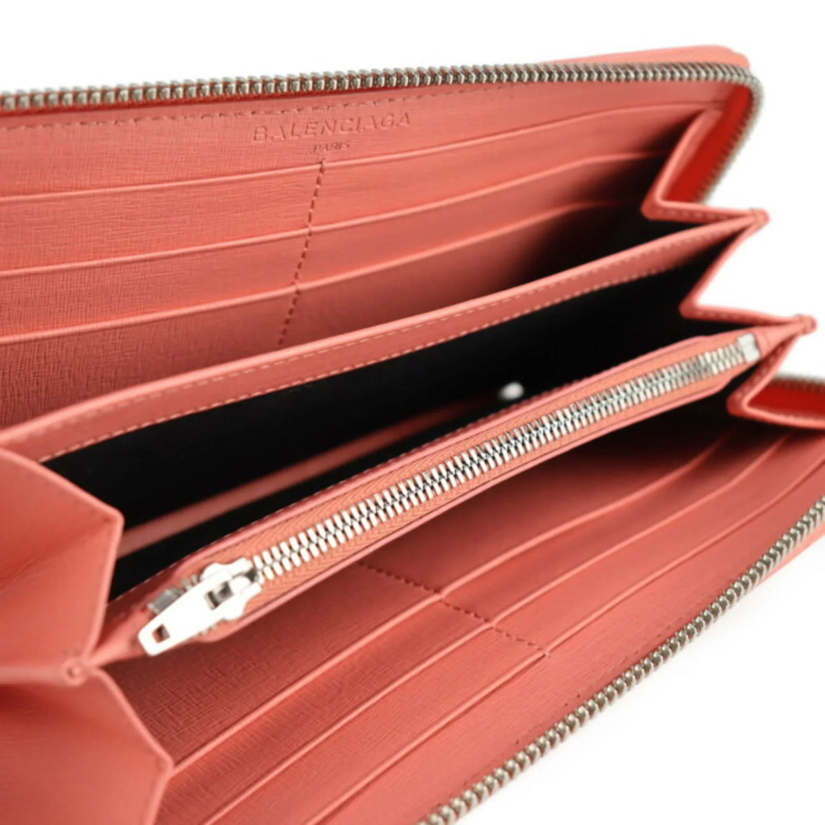 zipper leather long wallet Pre-Owned round BALENCIAGA (Good) essential Balenciaga 519641 pink salmon