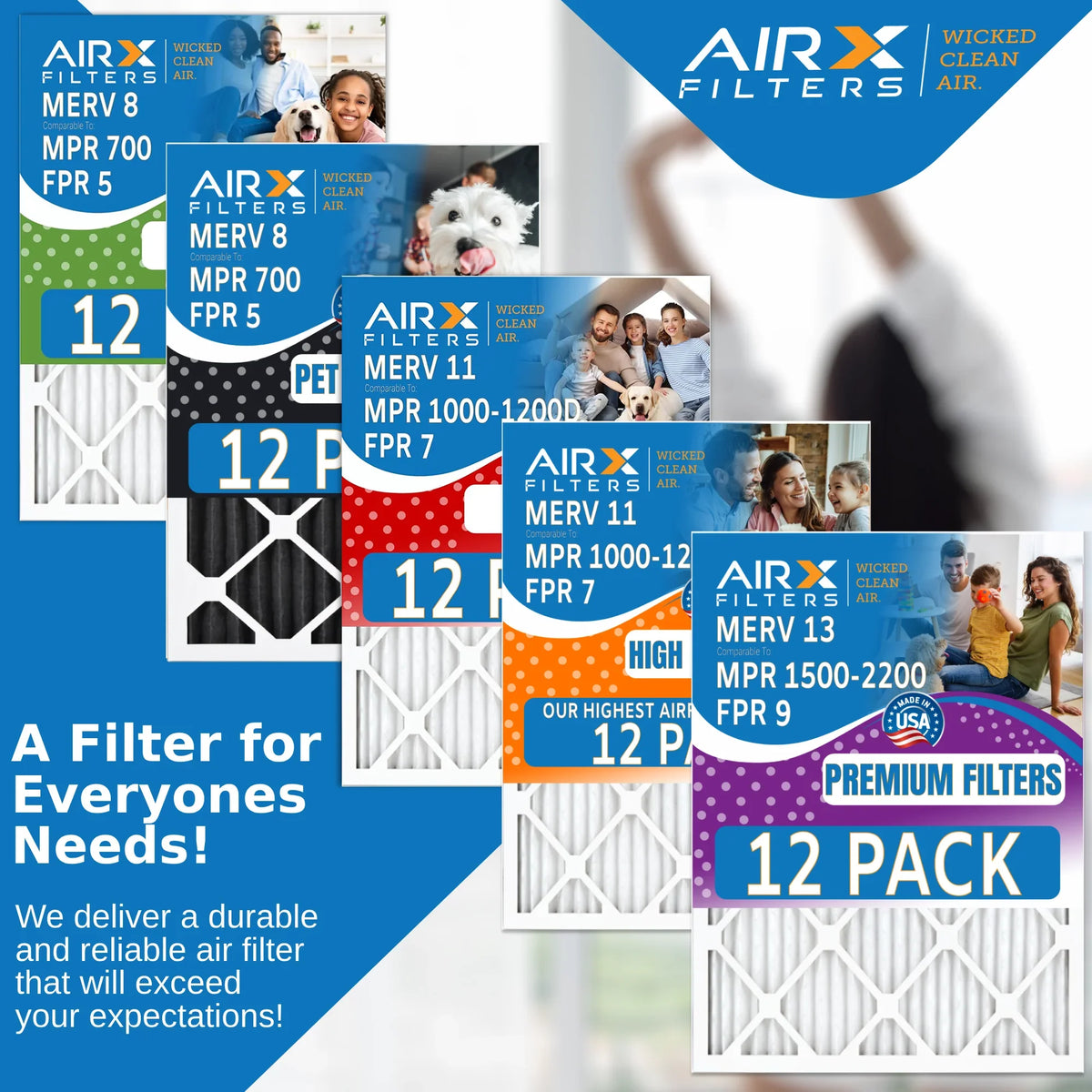 Rating, AIRX Filter AIR. WICKED 1500 Air Made - Furnace MPR USA Pack 16x30x1 12 of by 2200 CLEAN & 13 to FPR 9 Comparable FILTERS Filters MERV - in
