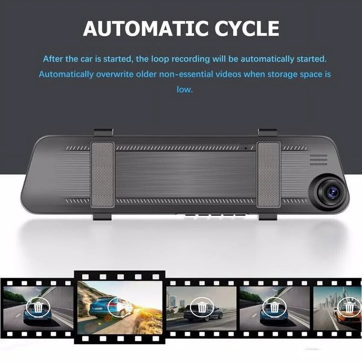 HD Car Front Camera Rearview DVR Video Recorder Dual Cam Dash 1080P Mirror Rear Teledu