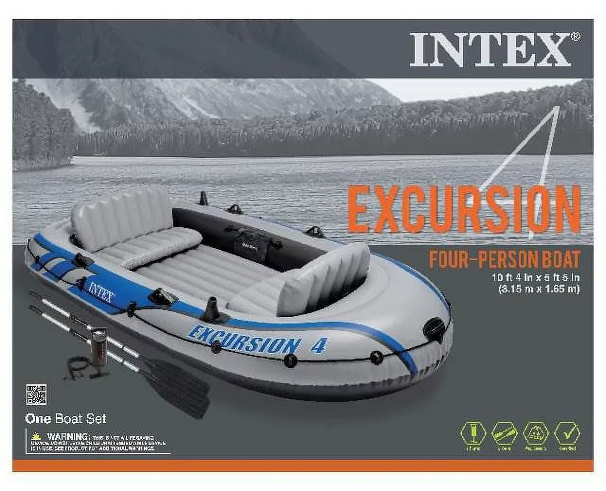 Excursion Pack) Oars Fishing Intex Rafting (2 Inflatable Boat & 4 w/ Person Pump