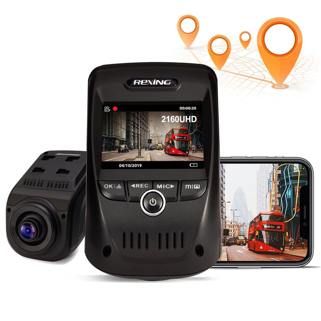 V1 with & Wi-Fi Rexing GPS Cam 2160P Dash 4K Max Channel Single