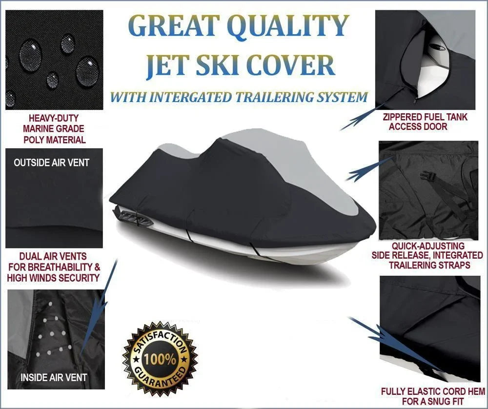 HEAVY-DUTY SUPER Sea Bombardier PWC JET RX SKI Jet for 2 Trailerable Ski 600D Cover 2000-2003 Di Doo Cover Seater Sea-Doo Compatible