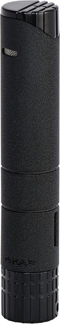 Turrim Lighter, Cigar Ignition, Single Wrinkle Piezo Xikar Flame, Black Jet