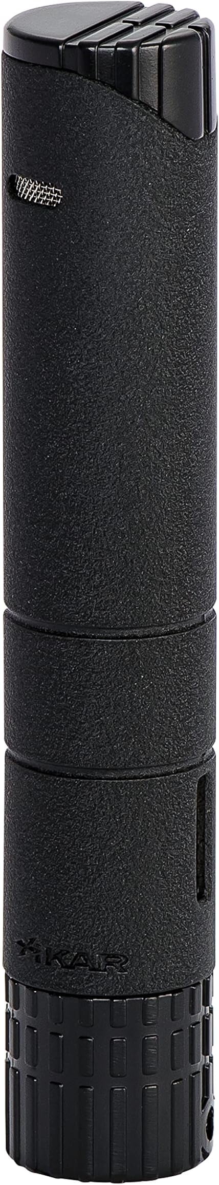 Turrim Lighter, Cigar Ignition, Single Wrinkle Piezo Xikar Flame, Black Jet