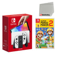2 Nintendo Switch White Super Cleaning Maker Cloth Screen and Mario with Console OLED