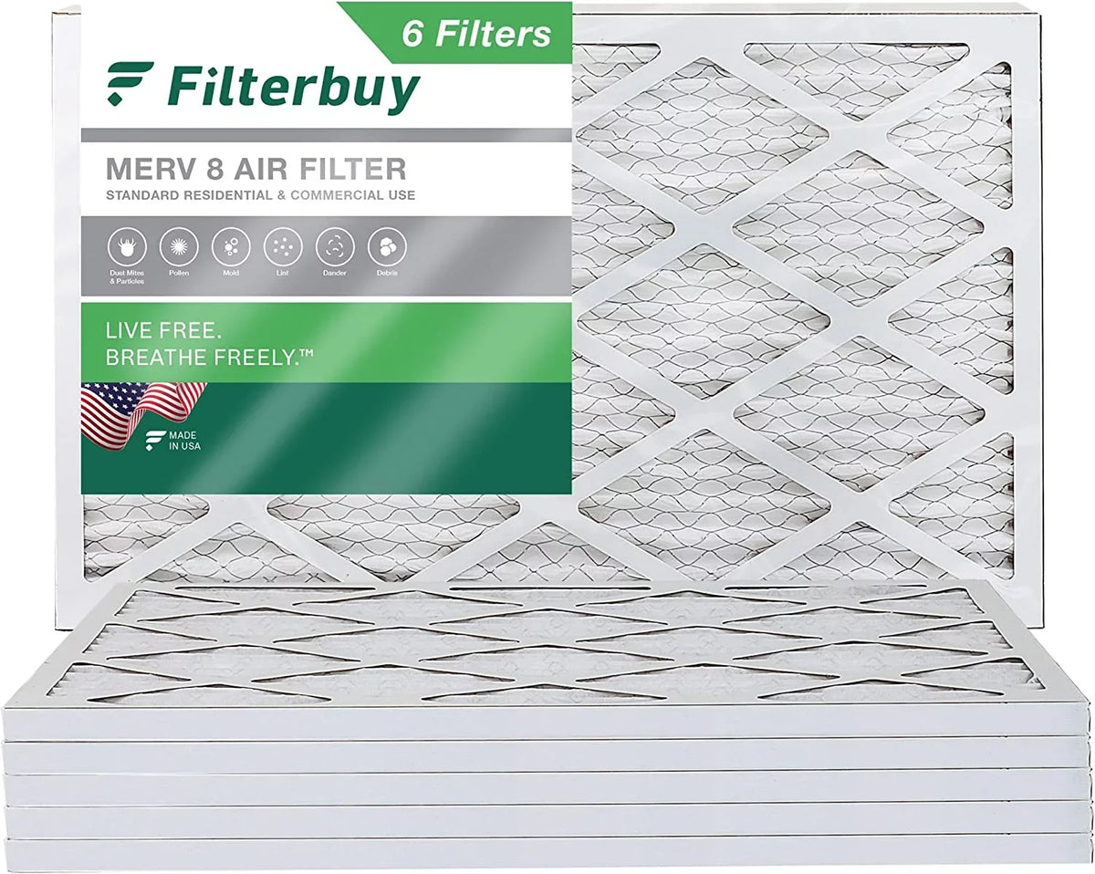 (6-Pack) HVAC Filterbuy Furnace 12x25x1 Pleated Air AC Filters 8 MERV