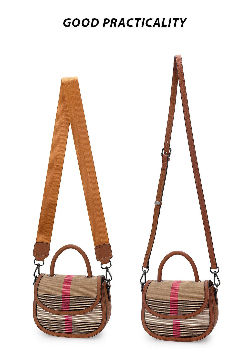 Bag with Aidrani New Canvas One Crossbody Cowhide Shoulder Women's Bag Saddle