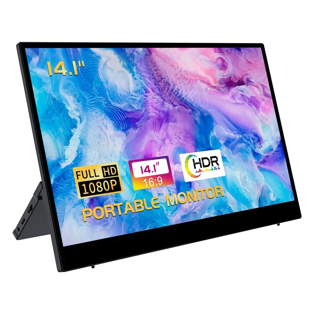 Laptop Xbox Portable Monitor Travel 14.1'' for Dopesplay PC USB-C Monitor for Monitor Switch Display External IPS HDR Ultra-Slim PS5/4 HDMI FHD Monitor Phone Mac 1080P Laptop, w/Speakers,