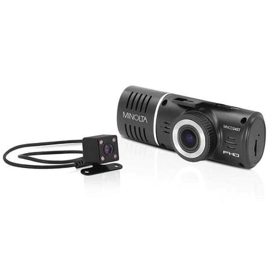 3-Channel Rear View MNCD245T Camera Screen Dash and Full with 2.45" HD Recording, Black Front LCD
