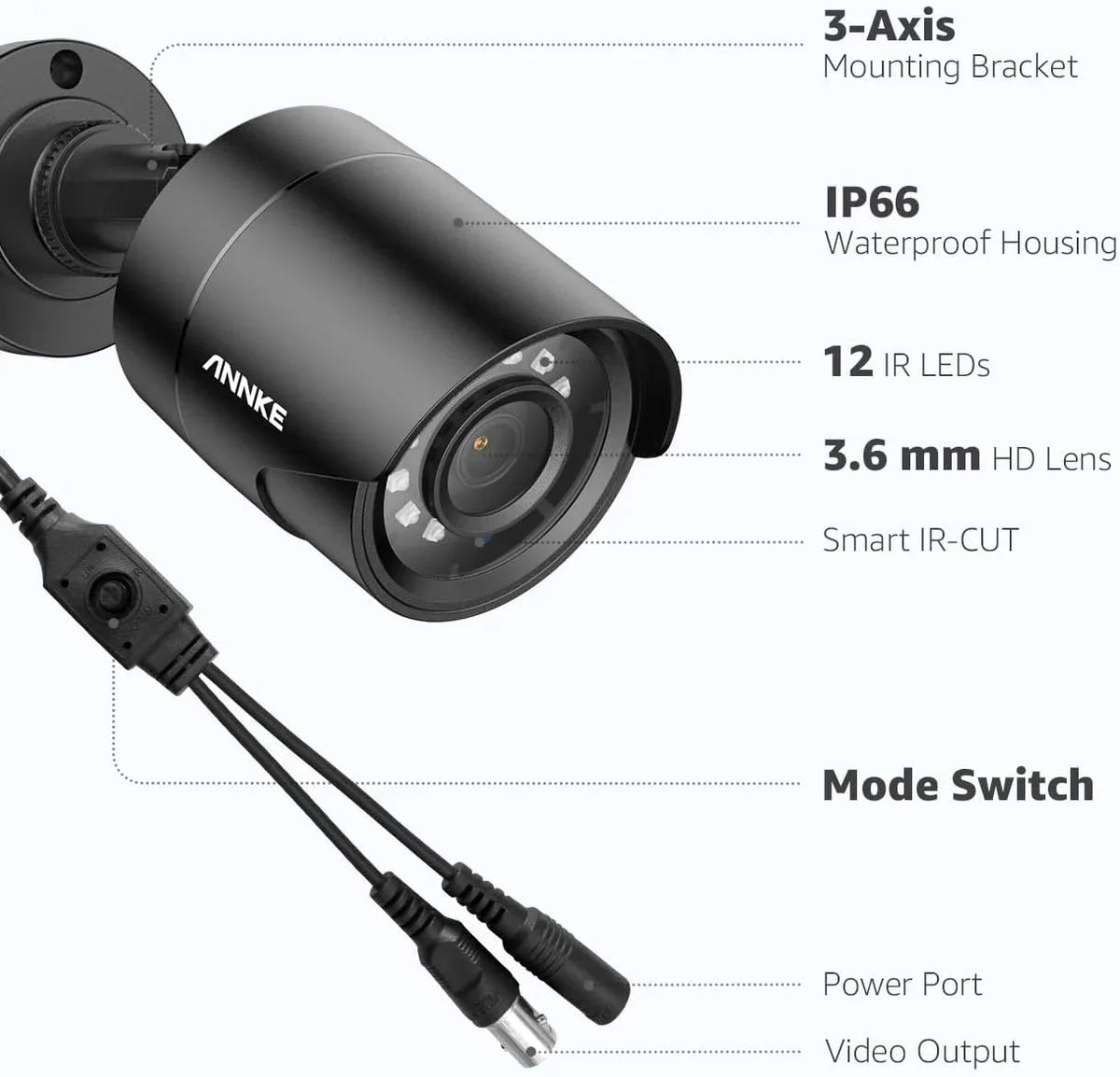 Vision Surveillance Black Not CCTV Clear Use, Bullet Wired AHD/TVI/CVI/CVBS, Night ANNKE 4-in-1 On 100ft Included) Camera Cam, - Indoor/exterior (Power 1080p E200 Analog Adapter Add for Video Security Camera