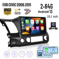 Carplay Android 13 2006-2011 Auto WIFI Link Hifi 1080P HD Civic AHD 10'' Radio Car Bluetooth, Mirror Android Camera Stereo GPS 2+64G Backup Touchscreen Honda for Wireless FM Podofo
