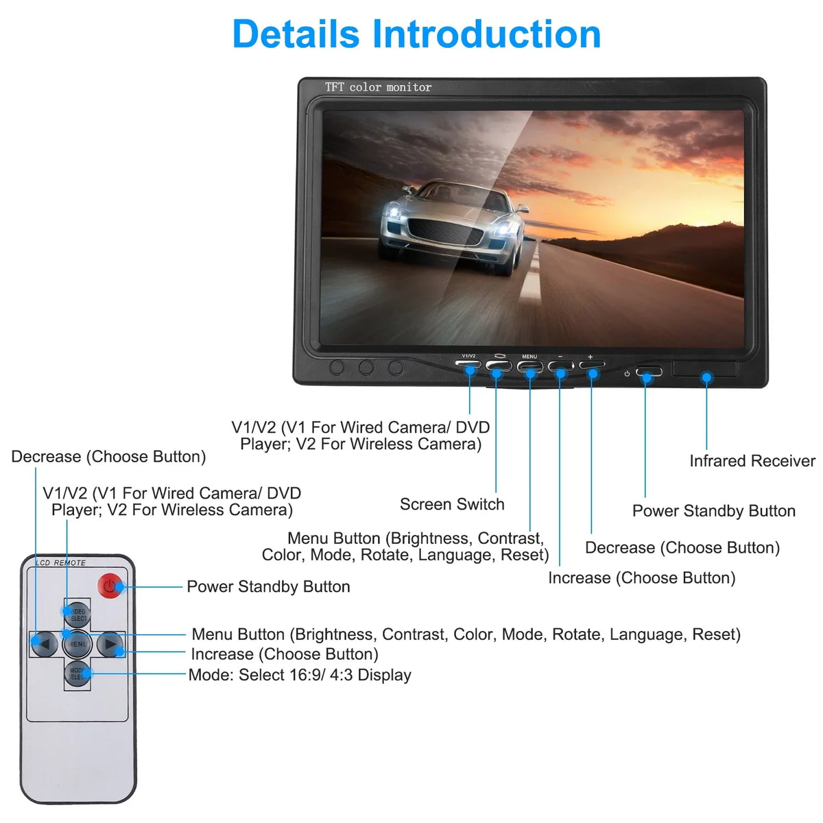 Vision for with Car Van Screen Backup Reverse Wireless Car iMountek 7In 2.4G Trunk Camera, Car Stable Signal System SUV Parking Night