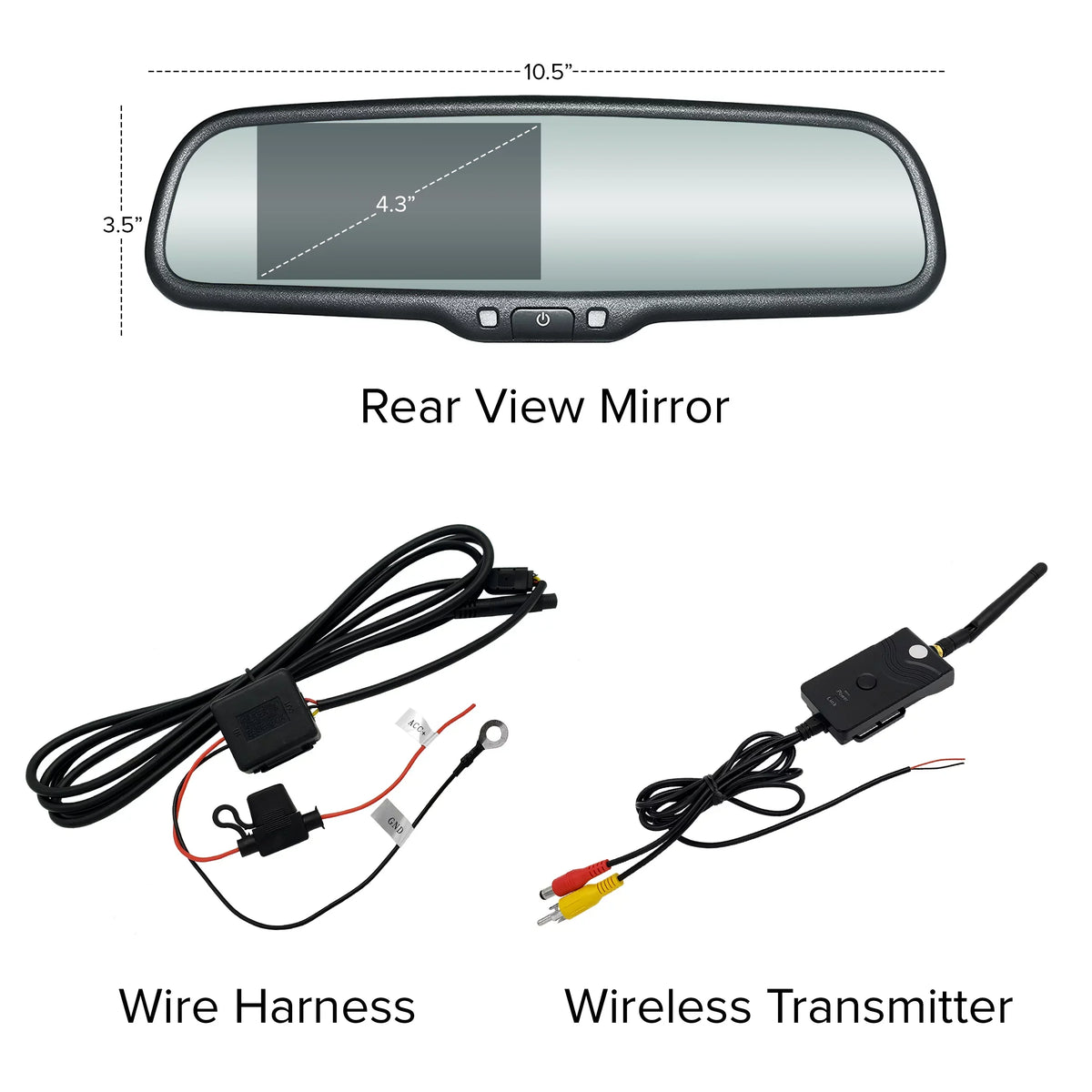 with for Mirror OEM Screen Transmitter Rear 4.3" LCD Master Wireless Fit Universal Tailgaters View Mount & | Cars