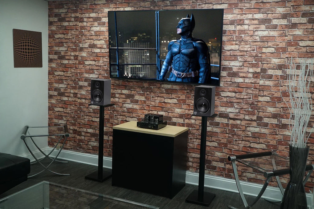 in Studio Black RS37B Rockville 37" Stands Steel Speaker Monitor / Bookshelf Pair
