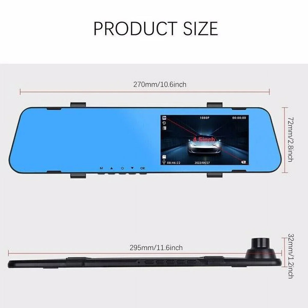 HD Car Front Camera Rearview DVR Video Recorder Dual Cam Dash 1080P Mirror Rear Teledu