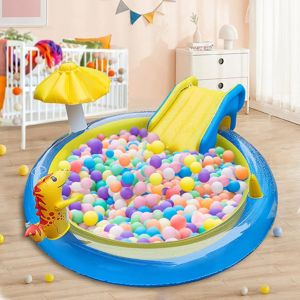 Blue Pools Sprinkle Center x Pool x Backyard 43 Yellow Dinoland for Pool for Sanmadrola Kids with Age 78 Dinosaur Toddler Play 2+ Cute Indoor, Wading exterior Kiddie Inflatable and 78 Slide Inches,