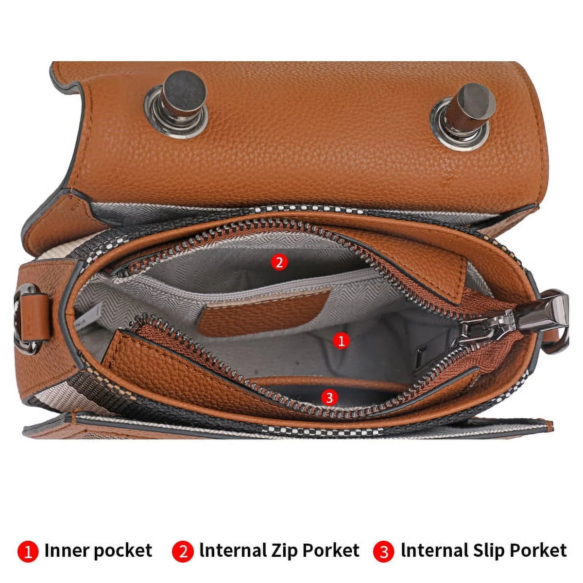 Bag with Aidrani New Canvas One Crossbody Cowhide Shoulder Women's Bag Saddle