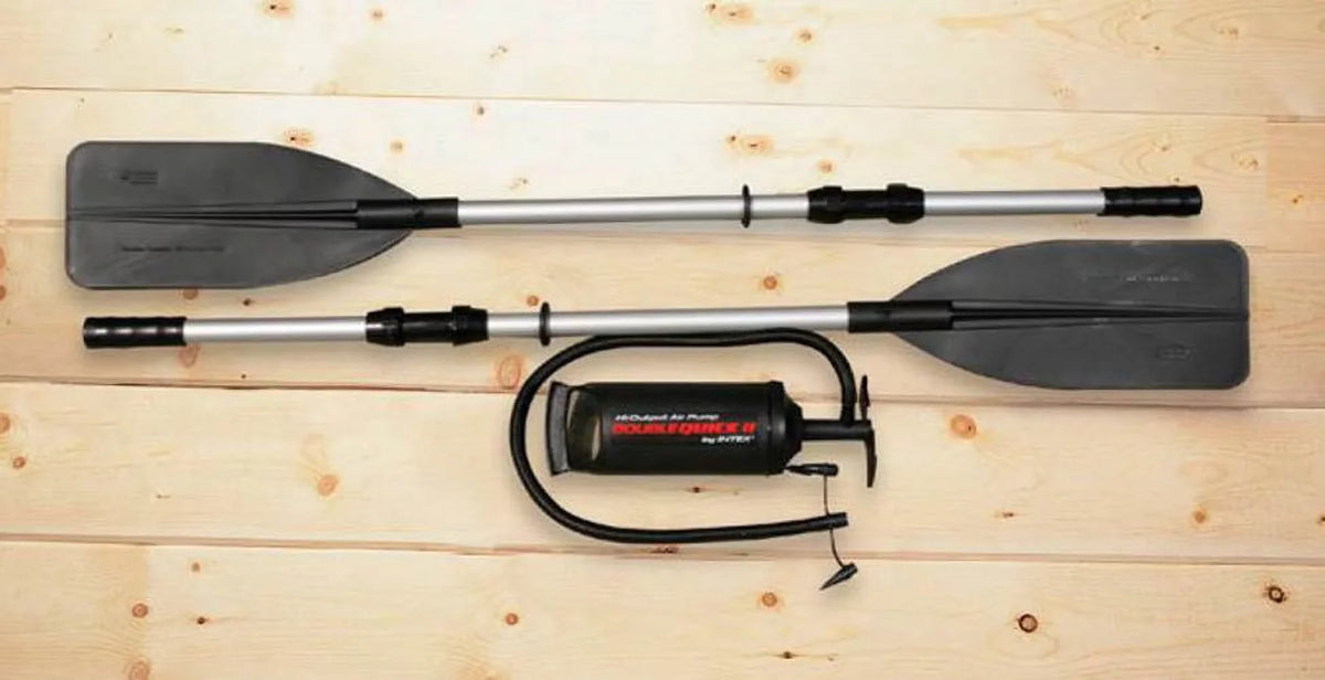 Excursion Pack) Oars Fishing Intex Rafting (2 Inflatable Boat & 4 w/ Person Pump