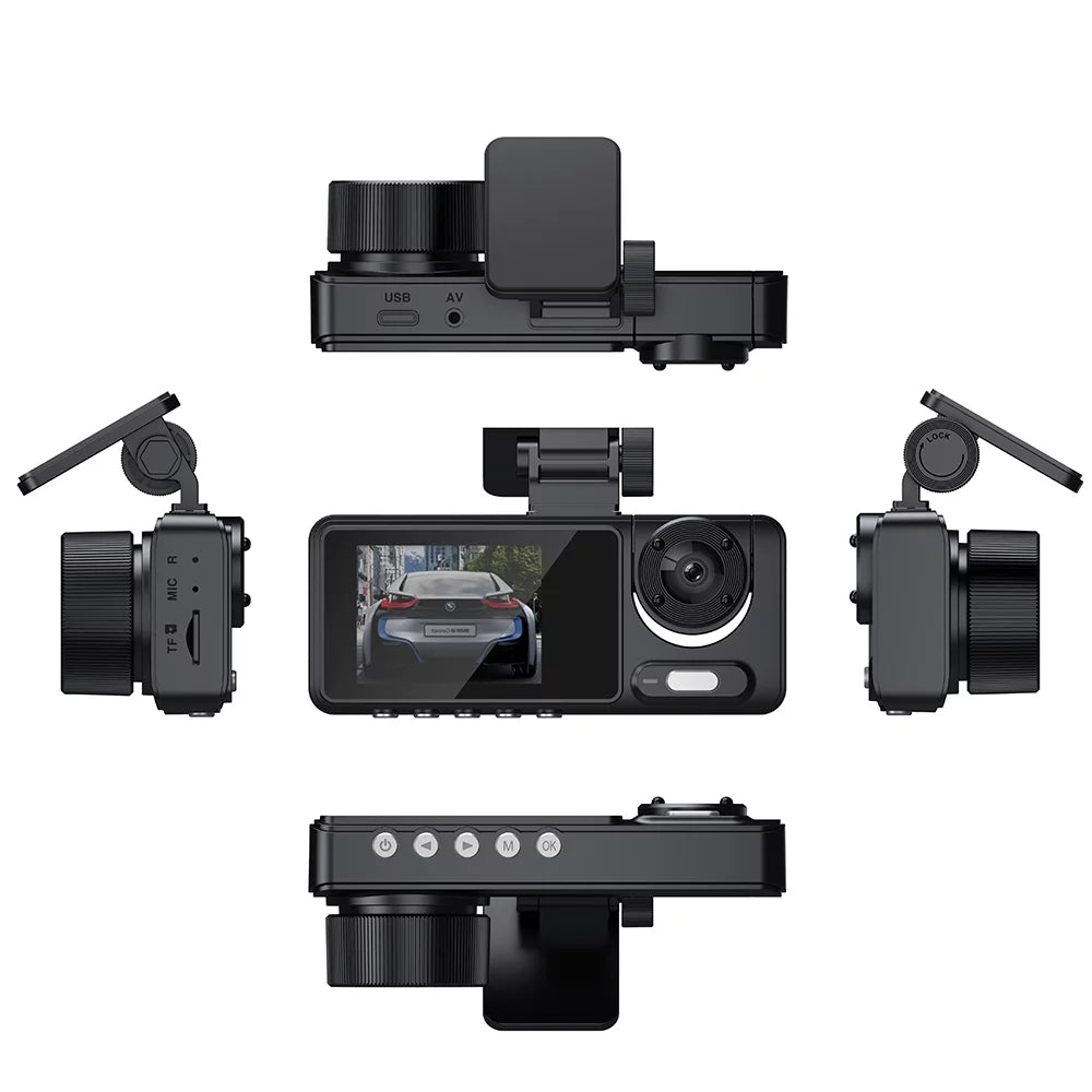 Auto Safety Car 3 Camera Recorder Cam Wide Andoer Car Car Multi-Language Recorder Cameras Clear Mirror Video Rearview Recording Camcorder Driving Dash Angle