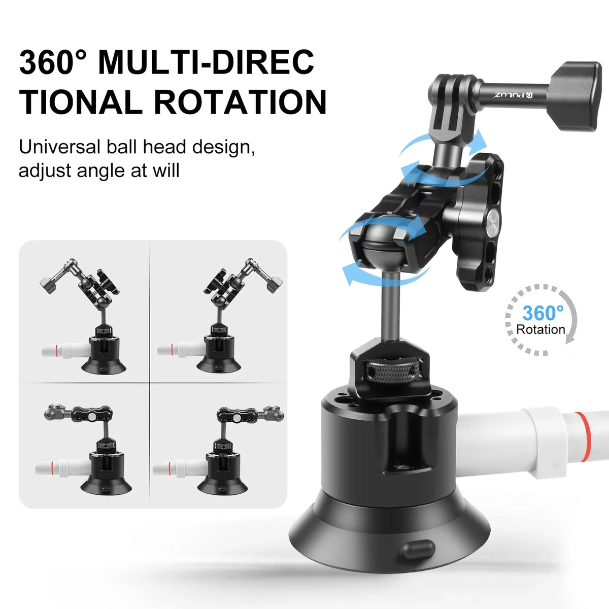 Anself Osmo 11/10/9/8, Car Mount Dual Suction Replacement, 360° Compatible Ballheads for Cup Bracket 3/2 Camera, with