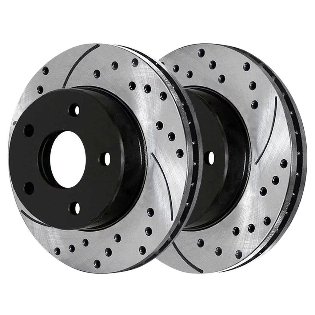 for 2008-2017 Dodge Drilled Pair of Slotted 2.0L 2.4L Side Replacement and Lancer Front Rotors AWD 2007-2010 FWD 1.8L Caliber AutoShack 2011 PR63039LR 2 2012 Brake Driver Mitsubishi Black Passenger