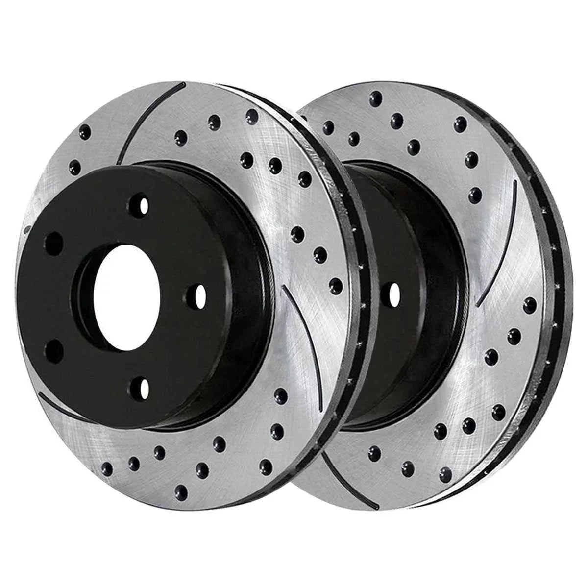 for 2008-2017 Dodge Drilled Pair of Slotted 2.0L 2.4L Side Replacement and Lancer Front Rotors AWD 2007-2010 FWD 1.8L Caliber AutoShack 2011 PR63039LR 2 2012 Brake Driver Mitsubishi Black Passenger