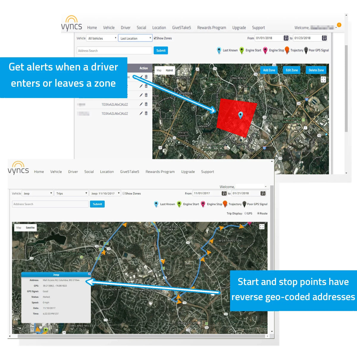 Tracking, Safety Tracker Year Report Fee, No Alerts, Fleet 1 Monthly Plan, LTE Car/Truck 4G Driver Emission Time Free Diagnostics, Report, Vyncs Trips, Fuel Fleet: Vehicle Real SIM, GPS OBD, Data
