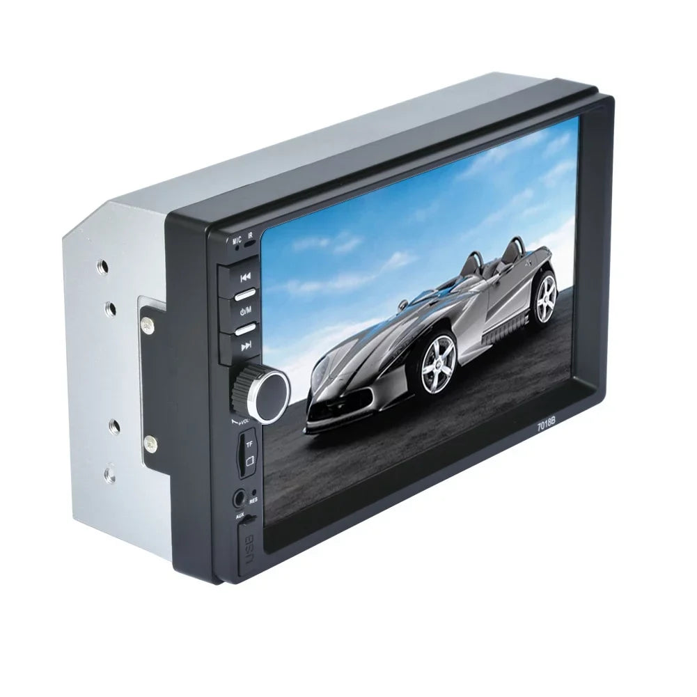 MP3 7" Car Touch Bluetooth Mirror Double Unit Car in-Dash Link/DVR/USB/FM/SD/MIC Screen with Radio LCD Stereo View Control Head +Rear Din Remote Camera& Support