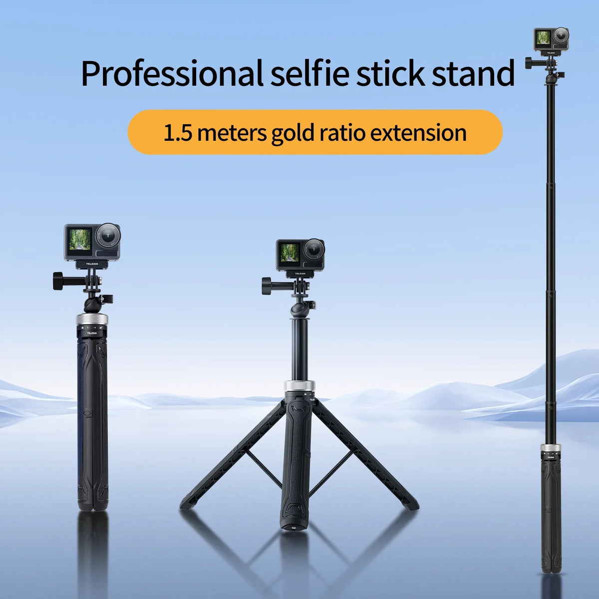 10 Insta360 Selfie Osmo 7 For 12 8 Selfie 1.5M 6 DJI Action 360° Tripod Stick GoPro 11 Rotation 9 Hero Stick Foldable 5