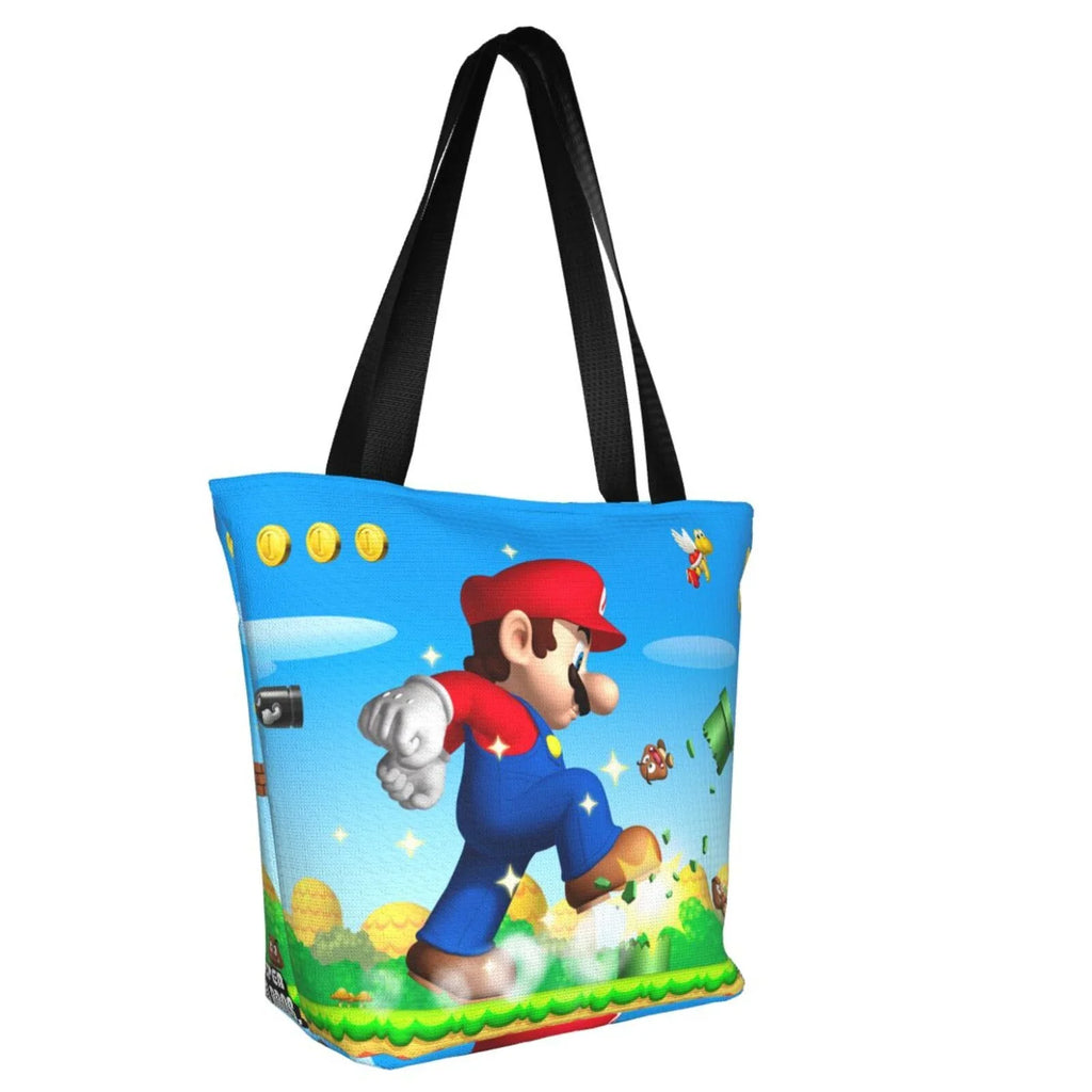 Women's Shopping Shoulder Bag Animated Mario Work Handbag Beach Business Capacity Large School Tote Super Travel For