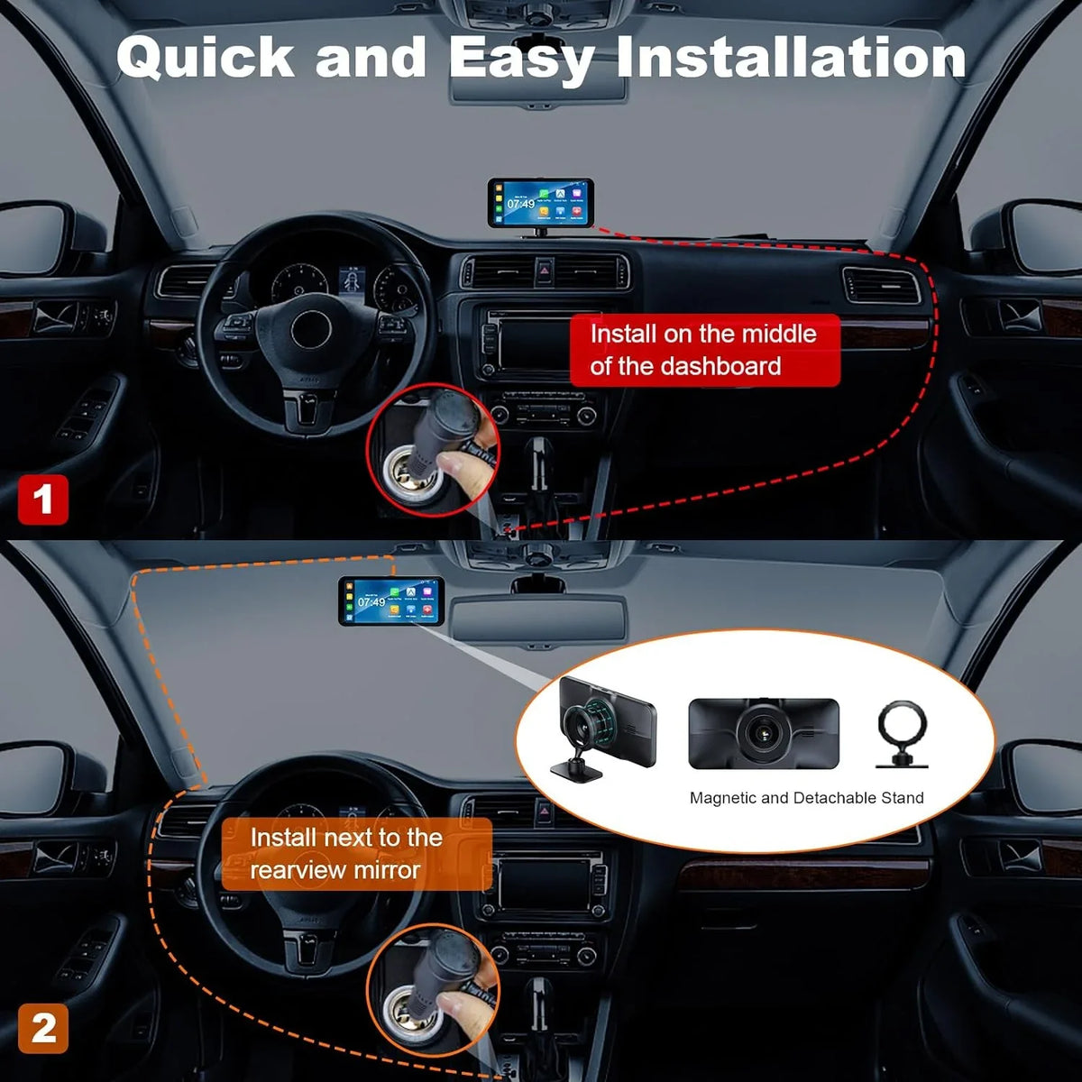 6.25" CarPlay MC25 Navigation Android Screen Auto, Car Dash VVCAR FM/BT/AUX GPS Cam Stereo with 4K Wireless AirPlay Touch with Front