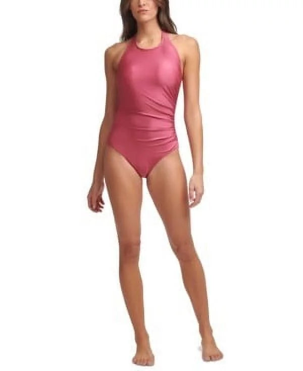 Calvin Klein 18 One-Piece CARMINE US SHIMMER High-Neck Swimsuit, Halter