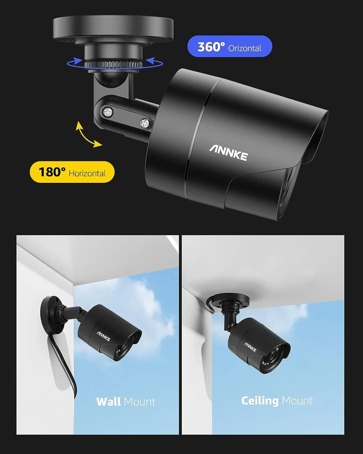Vision Surveillance Black Not CCTV Clear Use, Bullet Wired AHD/TVI/CVI/CVBS, Night ANNKE 4-in-1 On 100ft Included) Camera Cam, - Indoor/exterior (Power 1080p E200 Analog Adapter Add for Video Security Camera