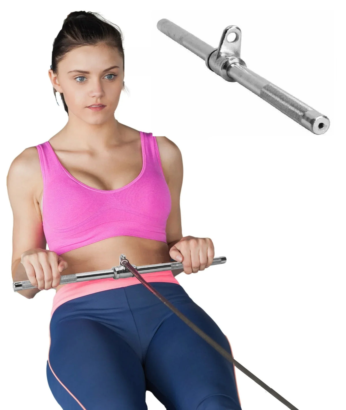 Attachment, Double Cable Press Down Straight Handle and Triceps Pulldown D (V-Handle) Gym Attachment, Accessories Bar Exercise Lat | Weight Home Rotating Equipment Machine