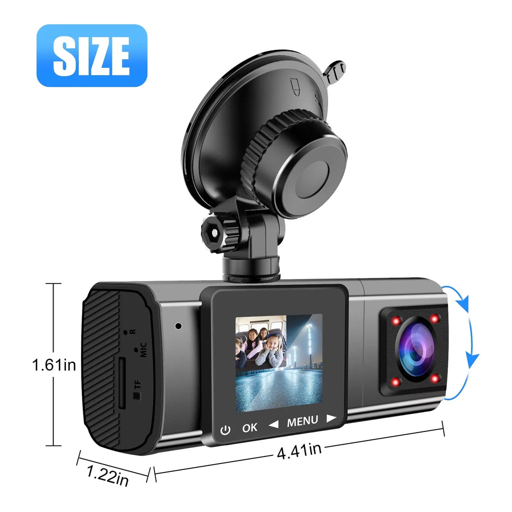 3 Inside 1080P Front with GPS Vehicle 64G Cam Dash Camera and