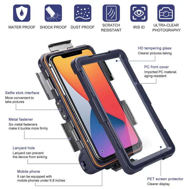 Smart LCD for Professional Underwater UrbanX Protective to Surfing Diving Snorkeling 5 [15m/50ft] Infinix Waterproof Lanyard all Inch Phones Photo with Up Housing Video And Swimming Case 6.9