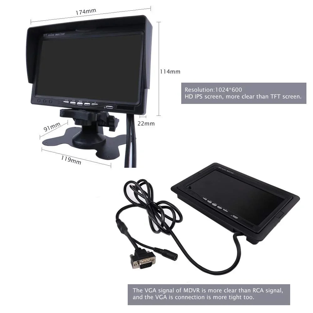 2.0MP Bus Mobile 4pcs DVR Video Kit Monitor 4G 1080P IR Remote 4CH HDD for Phone Side MDVR PC Rear Live 7 WiFi View Recorder JOINLGO Truck RV Camera Vehicle inch Van GPS Car on View