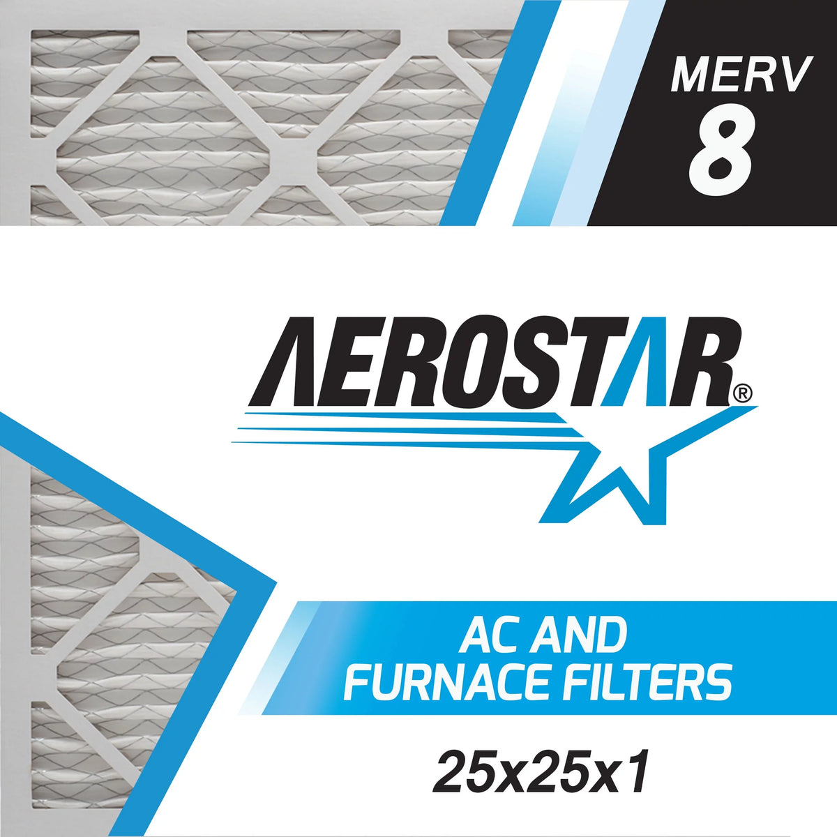 Air 25x25x1 MERV of 6, Aerostar in Pleated Filter, the Box USA 25x25x1, 8, Made