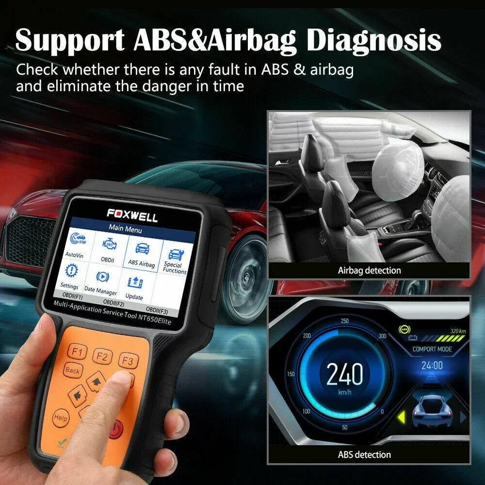 OBD ABS Reader TPMS NT650 Battery Reset Light Oil Scanner DPF EPB OBD2 EPS Automotive Elite Car FOXWELL Air II Code TPS with Registeration SAS Bag