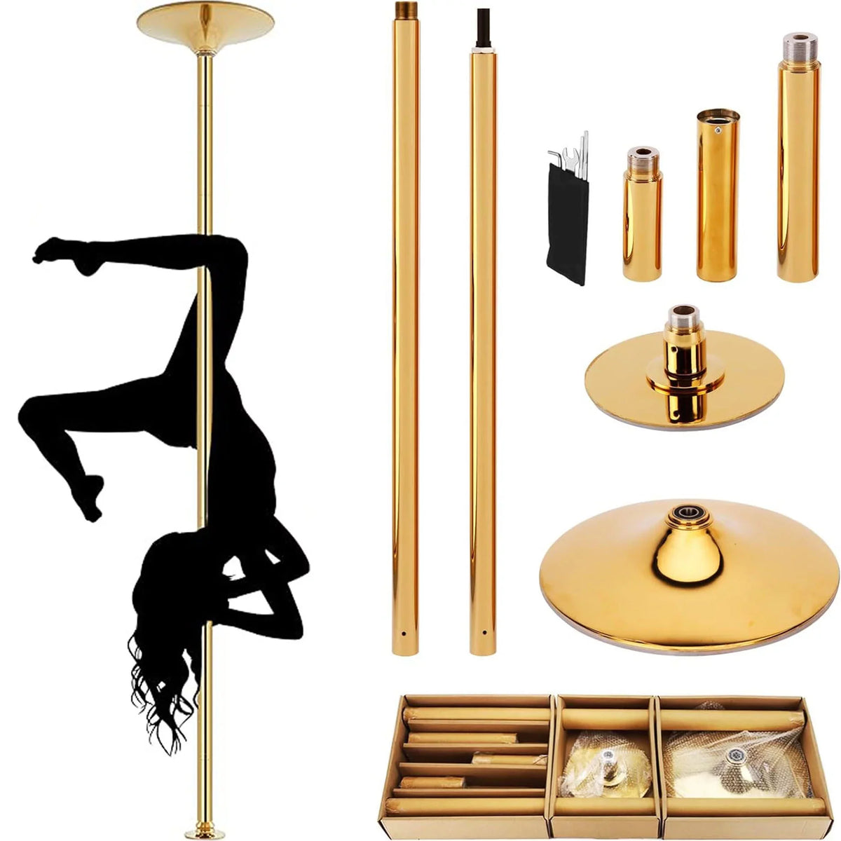 Pole Dance Kit Pub Poles Portable Home Exercise Pole for Set Party Removable Fitness 45mm Club Stripper Static Pole Dance Spinning Dancing Gym GENREEN