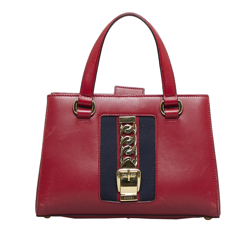 Sylvie (Good) Satchel Pre-Owned Authenticated Unisex Calf Red Leather