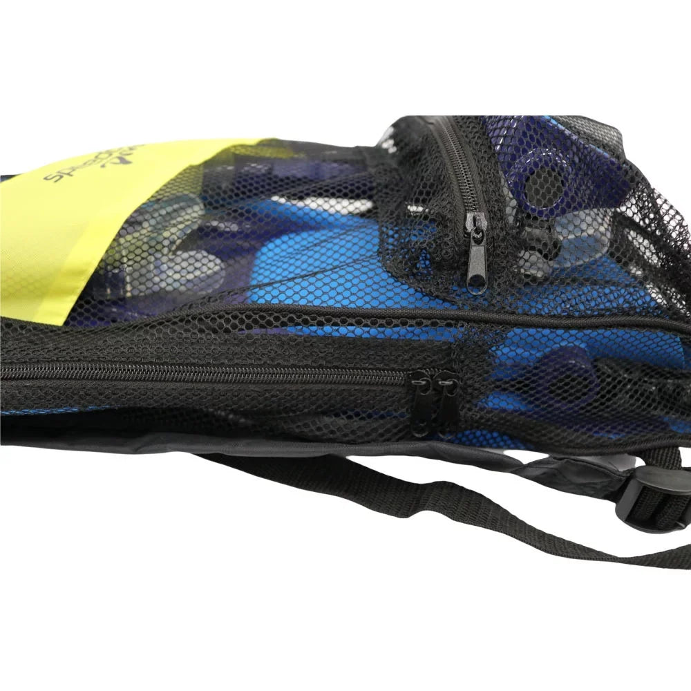 dimension Bag w/Carry 9-13 Speedo + L/XL Set Fin Snorkel Hydroscope Shoe Mask Adult +