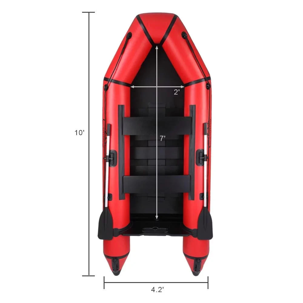 Campingsurvivals Oars with 10ft Rafting Inflatable Air Boat, Thickened and Boats Red/Black Pump,