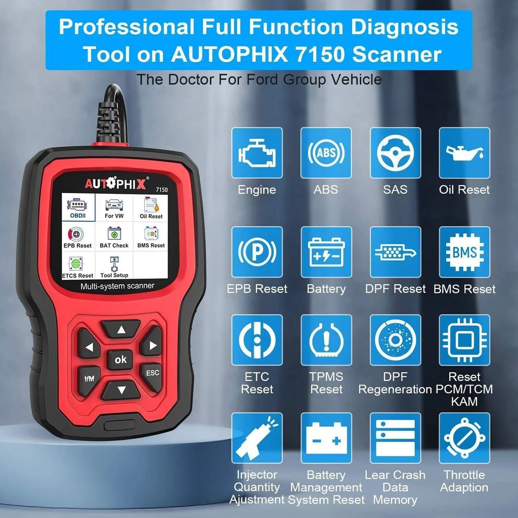 All Reset for AUTOPHIX 7150 Diagnostic OBD2 TPMS Code Systems Battery Automotive Reader ABS Scanner Scanner