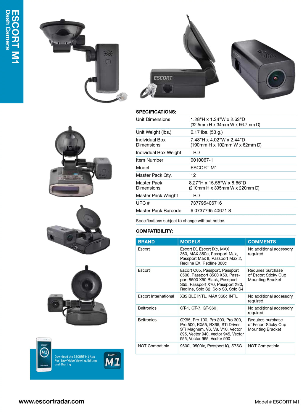 M1 Saving, Escort Dash to Detector. Cam Radar Sharing Clip Video/audio CAM Editing DASH - your Companion ESCORT &
