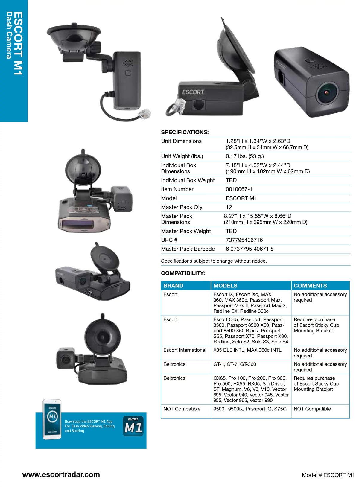M1 Saving, Escort Dash to Detector. Cam Radar Sharing Clip Video/audio CAM Editing DASH - your Companion ESCORT &