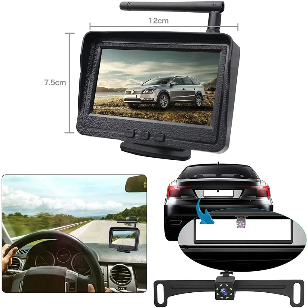 with B-Qtech Waterproof RV Camera Wireless LCD Night Backup Truck, 170 4.3"" View Vision Monitor for for Camera Rear Car,